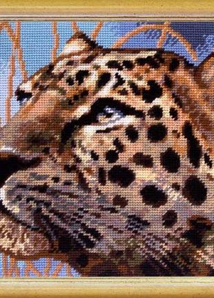 Набор для вышивки крестиком Пейзаж «Леопард» Страмин с пряжей ...
