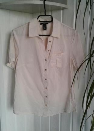 Рубашка блуза с коротким рукавом h&m цвет айвори р s