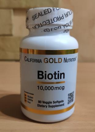 California Gold Nutrition, биотин, 10 000 мкг, 90 капсул