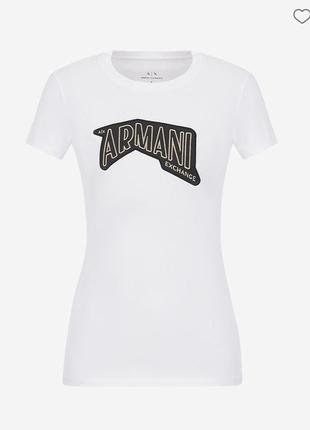 Armani белая футболка с логотипом