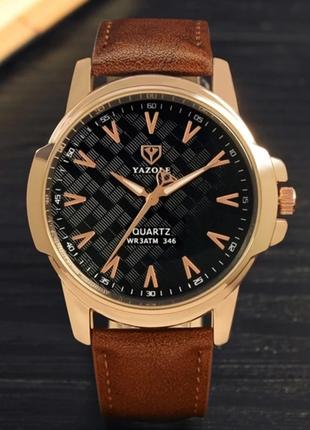 Бізнес-годинник чоловічий класичний із коричневим ремінцем