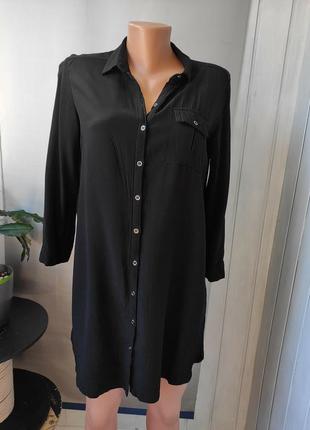 Черная рубашка удлиненная с длинным рукавом туника topshop
