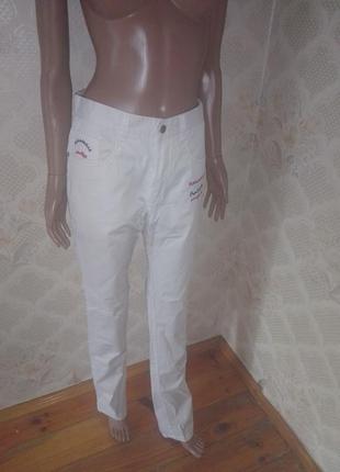 Белые женские штаны стрейч вышивка