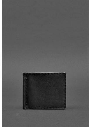 Мужское кожаное портмоне черное Краст 1.0 зажим для денег