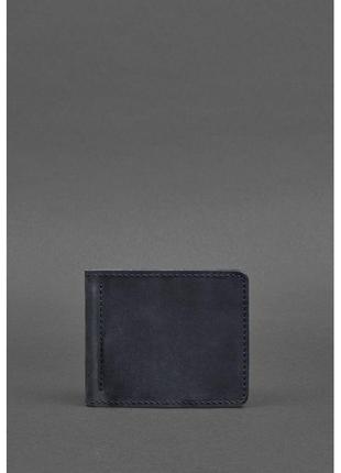 Чоловіче шкіряне портмоне синє 1.0 зажима для грошей