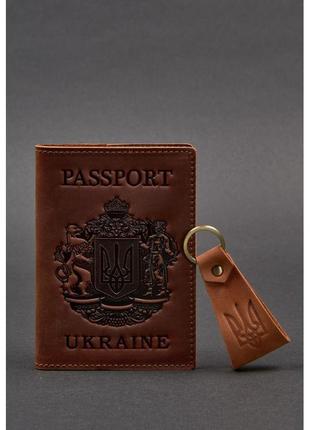 Подарочный набор кожаных аксессуаров с украинской символикой с...