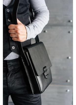 Мужская кожаная сумка-мессенджер Esquire черная
