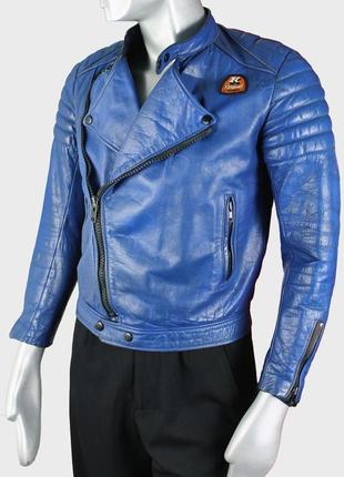 Kershaw leathers винтажная кожаная косуха 70-х, синяя байкерск...