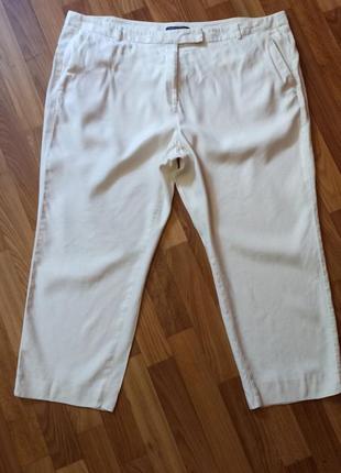 Білі еластичні вкорочені штани бриджі батал великий розмір 22