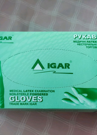 Перчатки медицинские IGAR латексные припудренные размер "S"