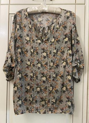 Красивая блуза/блузка/рубашка с рукавом в цветочный принт shendel