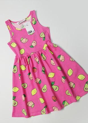 Новое розовое платье в принт лимоны h&m