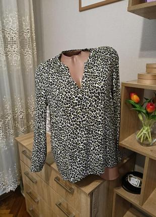 Вискозная леопардовая блуза рубашка,блузка леопардовый принт
