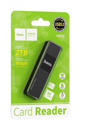 Кардридер HOCO HB20 Mindful 2-in-1 card reader USB3.0 SD/TF ка...