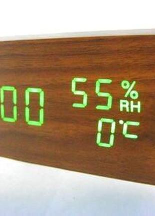 Часы в деревянном корпусе с датчиком температуры и влажности L...