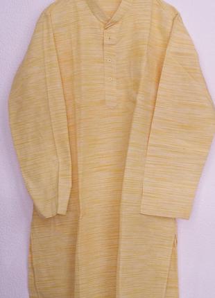 Длинная мужская курта ( рубашка) желтая размер 42 индия