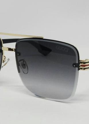 Gucci стильные мужские солнцезащитные очки темно серый градиен...