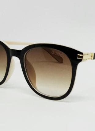 Gucci очки женские солнцезащитные коричнево бежевые с градиентом