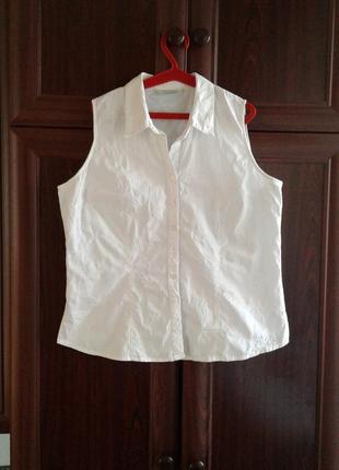 Белая блузка рубашка короткая топ без рукавов joie de vivre батал