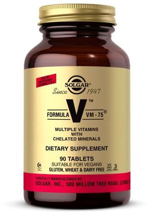 Вітаміни та мінерали Solgar Formula V VM-75, 90 таблеток