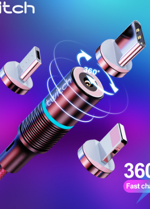 Twitch магнитный кабель быстрой зарядки Micro USB 5V/2,4A LED 1м!