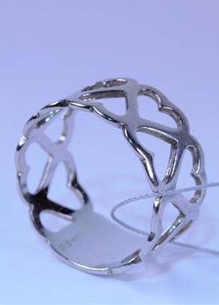 Кольцо серебряное "Сердечки" 925 пробы.