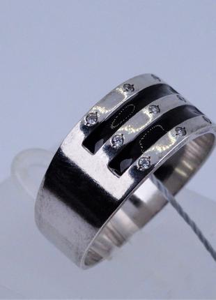 Кольцо серебряное с цирконием и эмалью 925 пробы.