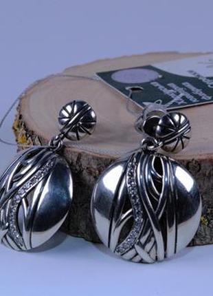 Серьги-гвоздики серебряные "Глазго" с цирконием 925 пробы.