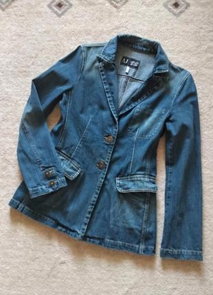 36-38р. джинсовый пиджак-ветровка, винтаж armani