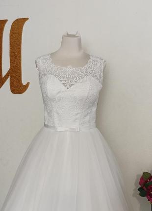 Весільна сукня пишна, нова, спідниця з фатину, з мереживом, с...