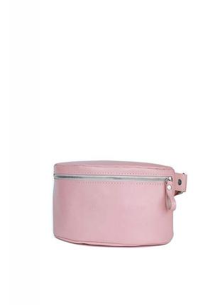 Женская кожаная поясная сумка розовая гладкая GG