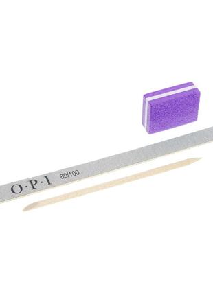 Набір opi пилочка для нігтів (80/100) + баф + апельсинова палочка