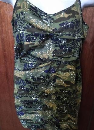 Укороченное платье туника в стиле милитари из полиэстера 44/46...