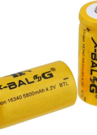 Акумулятор Li-lon X-Balog 16340 CR123A 4,2V 580mAh