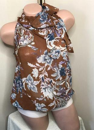 Теракотова квітчаста блузка з бантом wefation
