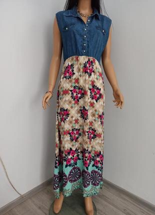 Длинный сарафан, платье джинсовое платье