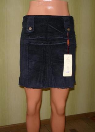 Черная вельветовая юбка 10-15лет