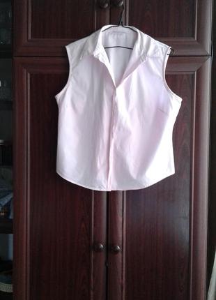 Розовая блузка рубашка короткая топ без рукавов sara women нов...
