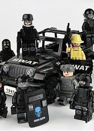 Мини фигурки человечки полиция спецназ машина джип для лего lego