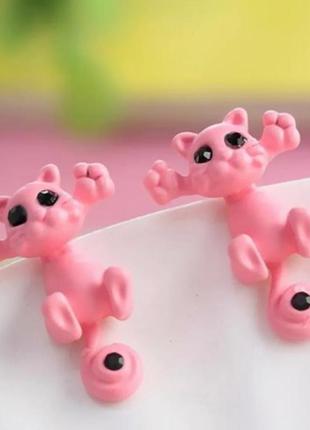 Детские серьги "коты", светло-розовые, размер 2см, материал сплав
