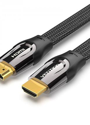 Кабель HDMI Vention 2.0 плоский в сеточной оплетке 4k HD 2м Bl...