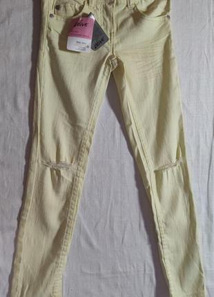 Дитячі однотонні яскраві джинси alive, розмір 128, світло жовтий