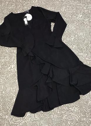 Вечернее платье миди чёрного цвета boohoo