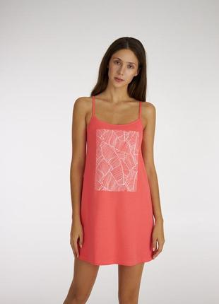 Жіноча бавовняна сорочка коралового кольору украіньского бренд...