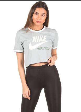 Укороченная футболка кроп nike w nsw top crop rib archive