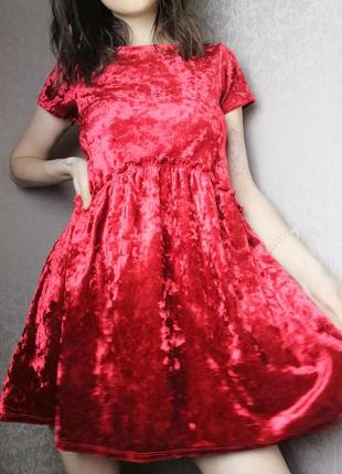 Оксамитове плаття next червоне babydoll