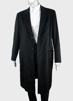 Armani collezioni мужское кашемировое приталенное черное пальт...