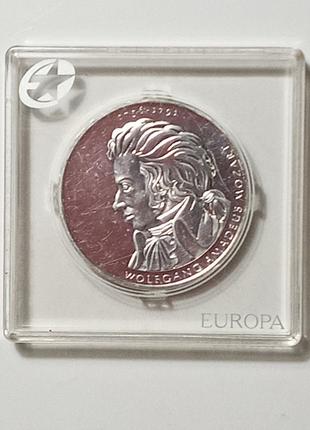 Монета срібна Mozart 10 євро 1200 років колекційна із сертифік...