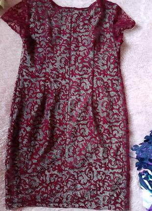 Бордове плаття з срібним люрексом, розмір 52