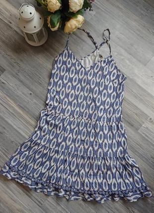 Женское  летнее платье сарафан с помпончиками р.s/m